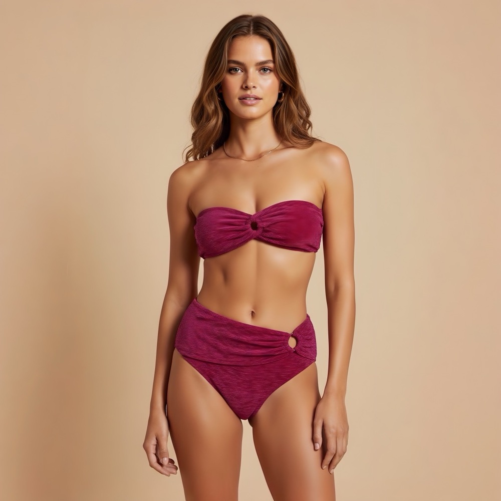 Elegant fuchsia Pink Bandeau Bikini
